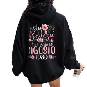 Hecha En Agosto 1980 Regalo 46 Años Cumpleaños Women Oversized Hoodie Back Print - Regaloses