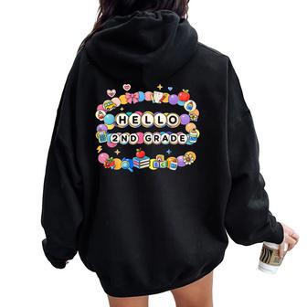 Hello 2Nd Second Grade Back To School Best Friends Girls Women Oversized Hoodie Back Print - Thegiftio UK