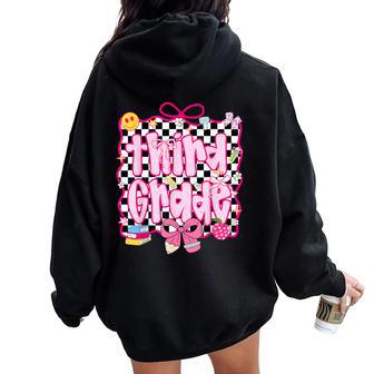 Hello 3Rd Grade Checkered Kids Girl Teachers Back To School Women Oversized Hoodie Back Print - Thegiftio UK