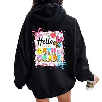 Hello 5Th Grade Fifth Coquette First Day Of School Girl Kid Women Oversized Hoodie Back Print - Thegiftio UK