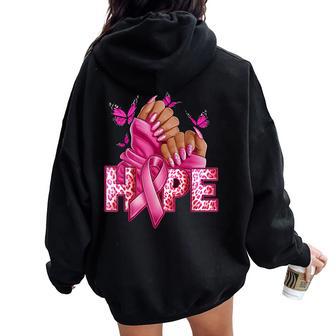 Hope Breast Cancer Awareness Pink Nail Pink Ribbon Woman Women Oversized Hoodie Back Print - Thegiftio UK