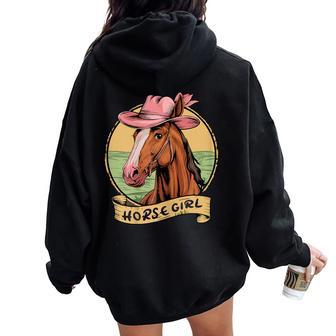 Horse Girl Loves Horses Ecuestre Caballos Niña Caballo Women Oversized Hoodie Back Print - Regaloses