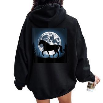 Horsetuff Luna Llena Caballosalvajes Montar Caballo Divertido Women Oversized Hoodie Back Print - Regaloses
