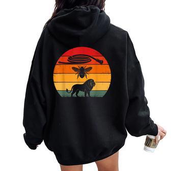 Hose Bee Lion Meme Retro Women Oversized Hoodie Back Print - Thegiftio UK