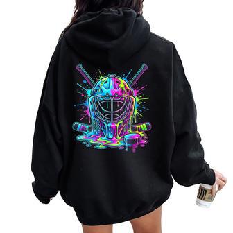 Ice Cream Dripping Hockey Drip Boys Girls Youth Ice Hockey Women Oversized Hoodie Back Print - Thegiftio UK
