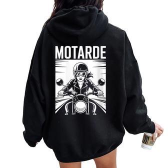 Idée T Moto Drole Motard Fille Motesse Motarde Sweat à capuche oversize pour femme avec imprimé dans le dos - Cadeauxyz