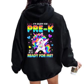 I'm Ready For Prek Unicorn Back To School Preschool Girl Kid Women Oversized Hoodie Back Print - Thegiftio UK