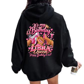 Its My Birthday Libra Queen High Heels Sneakers Nails Women Oversized Hoodie Back Print - Thegiftio UK
