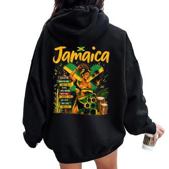 Jamaican Flag Outfit Idea For Girls & Jamaica Themed Women Oversized Hoodie Back Print - Thegiftio UK