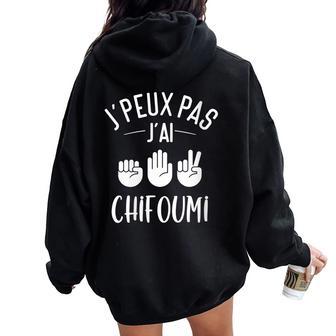 J'peux Pas J'ai Chifoumi Jeu Du Pierre-Feuille-Ciseaux Sweat à capuche oversize pour femme avec imprimé dans le dos - Cadeauxyz
