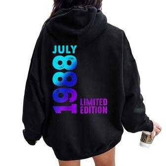 Julio 1988 Año 1988 Retro 1988Intage Edición Limitada Cuello Women Oversized Hoodie Back Print - Regaloses