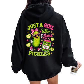 Just A Girl Who Loves Pickles Pickle Lover Women Oversized Hoodie Back Print - Thegiftio UK