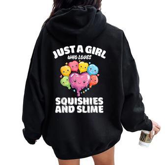 Just A Girl Who Loves Squishies And Slime Squishies Women Oversized Hoodie Back Print - Thegiftio UK