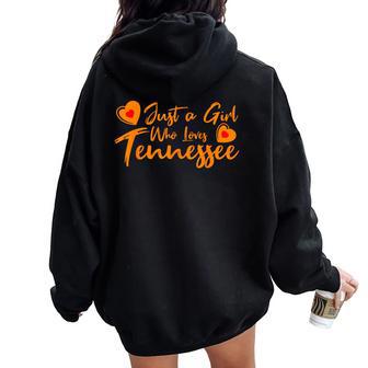 Just A Girl Who Loves Tennessee Cute Women Girls Tween Women Oversized Hoodie Back Print - Thegiftio UK