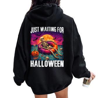 Just Waiting For Halloween Summer Skeleton Kid Women Oversized Hoodie Back Print - Thegiftio UK