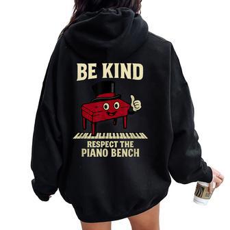 Be Kind Piano Fantaisie Pour Amateur De Musique Graphique Humoristique Sweat à capuche oversize pour femme avec imprimé dans le dos - Cadeauxyz