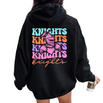 Knights Mascot Back To School Spirit Sports Groovy Women Oversized Hoodie Back Print - Thegiftio UK