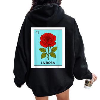 La Rosa Card Mexican Lottery Kids Mexico Women Oversized Hoodie Back Print - Thegiftio UK
