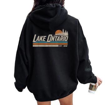 Lake Ontario Est 1656 Vintage Retro Great Lakes Women Women Oversized Hoodie Back Print - Thegiftio UK