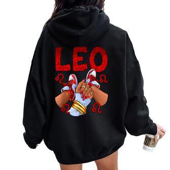 Leo Queen Birthday Sneakers Zodiac Sign Bday Women Oversized Hoodie Back Print - Thegiftio UK