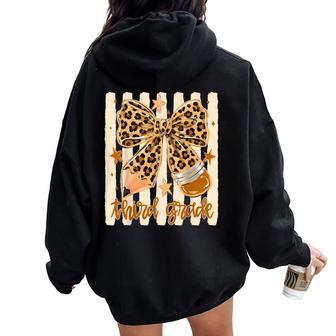 Leopard 3Rd Grade Bow Floral Back To School Teachers Kids Women Oversized Hoodie Back Print | Seseable UK