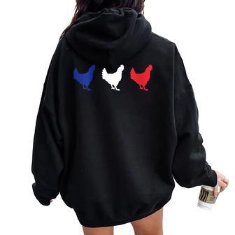 Les 3 Coqs Blue White Red Symbol France Women Oversized Hoodie Back Print - Thegiftio UK