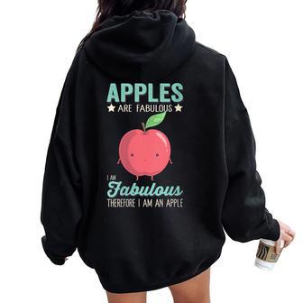 Les Pommesont Fabuleuses Jeuis Fabuleuse Jeuis Une Pomme Drôle Sweat à capuche oversize pour femme avec imprimé dans le dos - Cadeauxyz