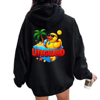 Lifeguards Rubber Duck Beach Summer Sunglasses Pool Women Oversized Hoodie Back Print - Thegiftio UK