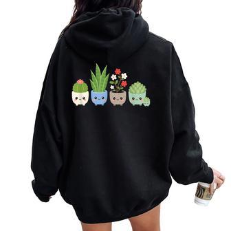 Lindo Jardinero Botánico Para Amantes De Las Plantas En Maceta Kawaii Adorable Women Oversized Hoodie Back Print - Regaloses
