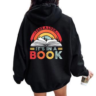 Take A Look It's In A Book Reading Book Vintage Rainbow Women Oversized Hoodie Back Print | Seseable UK