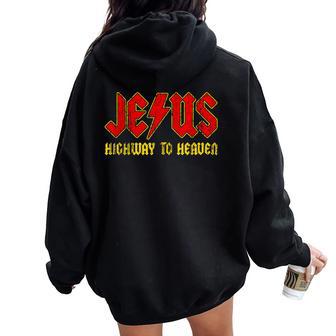 Lord Christ Jesus Highway To Heaven Christian Rock Women Oversized Hoodie Back Print - Thegiftio UK