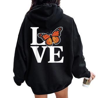 Love Monarch Milkweed Butterfly Monarch Women Oversized Hoodie Back Print - Thegiftio UK