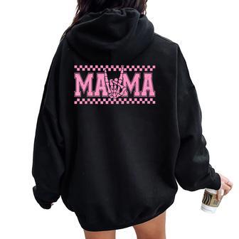 Mama Of The Bad Two The Bone Birthday 2 Years Old Checkered Women Oversized Hoodie Back Print | Seseable UK