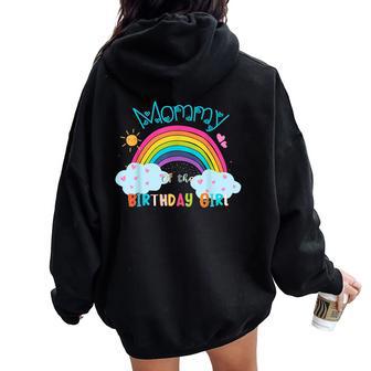 Mama Of The Birthday Girl Rainbow B-Day Matching Family Women Oversized Hoodie Back Print - Thegiftio UK