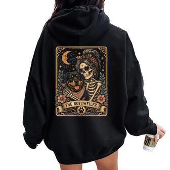 Mama Halloween Skeleton The Rottweiler Moon Women Oversized Hoodie Back Print - Thegiftio UK