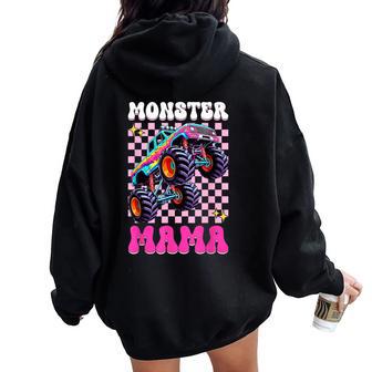 Mama Monster Truck Checkered Racing Motorsport Mom Mother Women Oversized Hoodie Back Print - Thegiftio UK