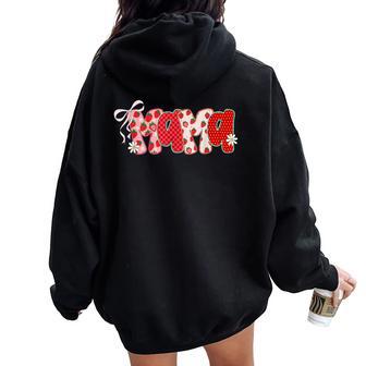 Mama Strawberry Coquette Bow Summer Vacation Hawaii Beach Women Oversized Hoodie Back Print - Thegiftio UK