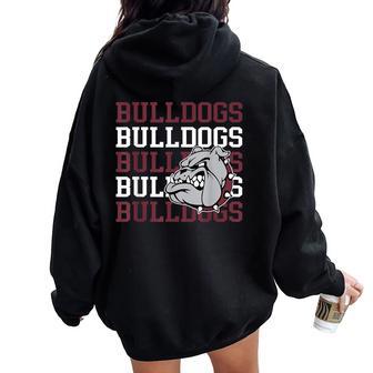 Maroon Bulldogs School Spirit Bulldog Mascot Teacher Bulldog Women Oversized Hoodie Back Print | Seseable UK