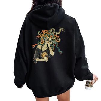 Medusa Coffee Sunglasses Snake Hair Gothic Girls Women Oversized Hoodie Back Print - Thegiftio UK