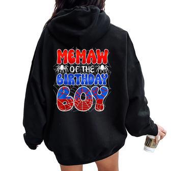 Memaw Grandma Of The Birthday Boy Spider Web Family Matching Women Oversized Hoodie Back Print - Thegiftio UK