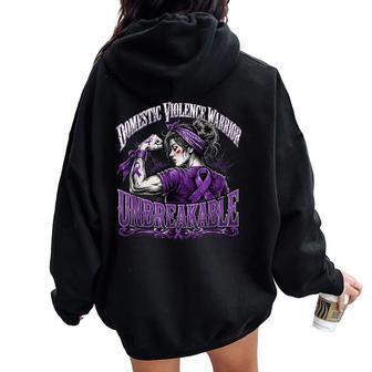 Messy Bun Domestic Violence Warrior Unbreakable Women Oversized Hoodie Back Print - Thegiftio UK