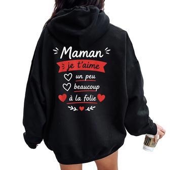 Mignon Citation Mère Amour Enfant Maman Je T'aime Sweat à capuche oversize pour femme avec imprimé dans le dos - Cadeauxyz
