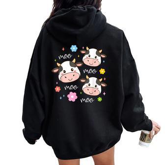 Moo Cow Cute Graphic And Toddler Girls Women Oversized Hoodie Back Print - Thegiftio UK