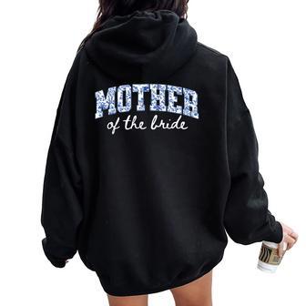 Mother Of The Bride Floral Blue Chinoiserie Wedding Bridal Women Oversized Hoodie Back Print | Seseable UK