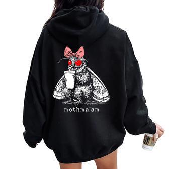 Mothma'am Mothman Drinking Coffee Cryptid Meme Women Oversized Hoodie Back Print | Seseable UK