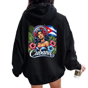 Mujer Cubana Cuban Girl Proud Latina Woman From Cuba Women Oversized Hoodie Back Print - Thegiftio UK