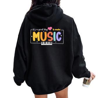 Make Music Musician Music Teacher Back To School Women Women Oversized Hoodie Back Print - Thegiftio UK