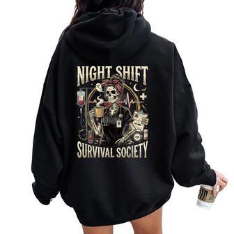 Night Shift Survival Society Er Nurse Women Oversized Hoodie Back Print - Thegiftio UK