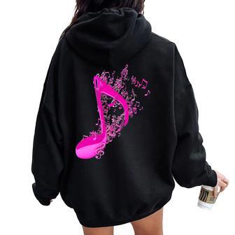 Nota Musical Para Hombres Y Es Notas Musicales Amantes De La Música In Mangas Women Oversized Hoodie Back Print - Regaloses