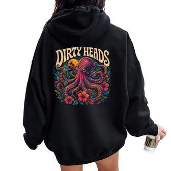Octopus Lover Floral Octopus Ocean Sea Animal Dirty Heads Women Oversized Hoodie Back Print - Thegiftio UK
